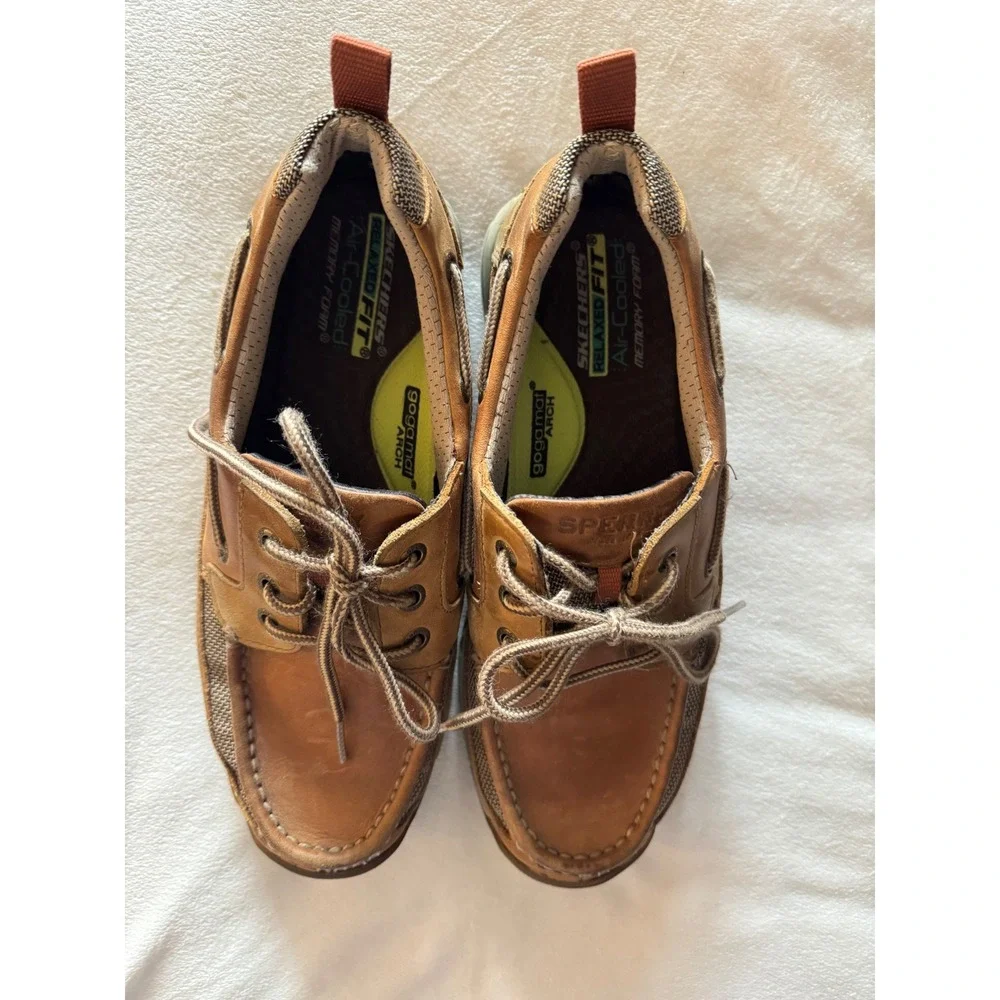 Sperry Top-Sider Mens 8.5 Tan Leather Mesh Boat Shoes Sea Kite Rugged Sole